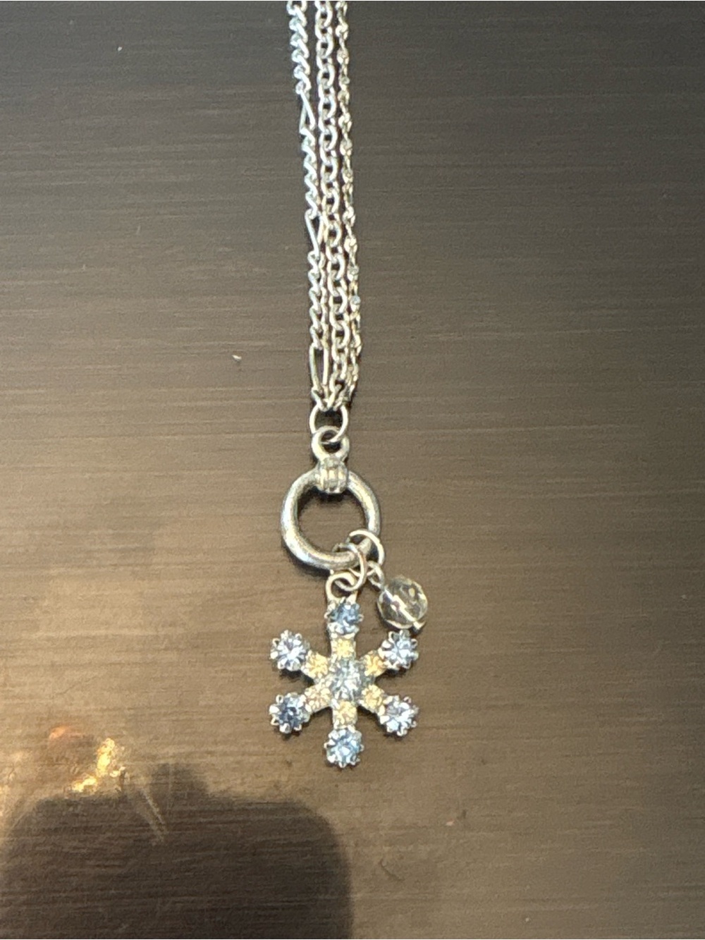 Silver Snowflake Pendant Necklace with Crystal Accents